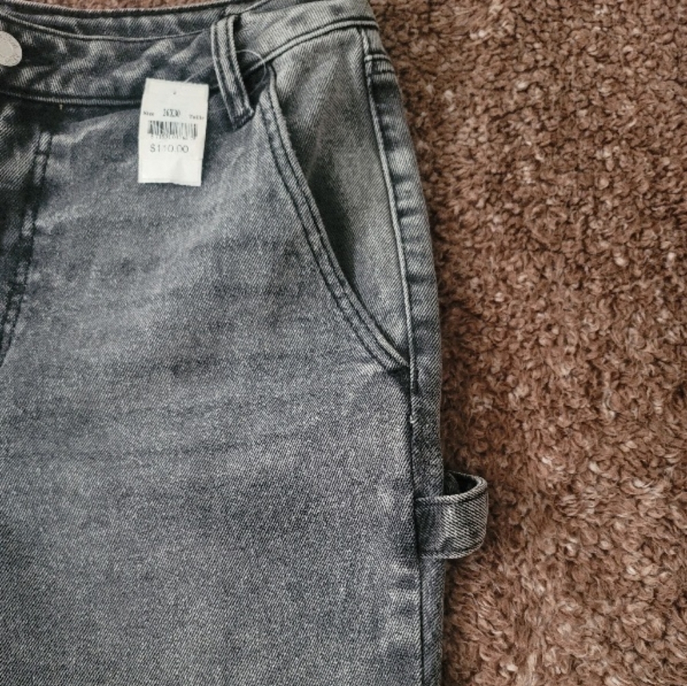 AFRM Gray Straight Leg High-Rise Utility Jeans Classic Style | Size 26 X 30 - Picture 13 of 15